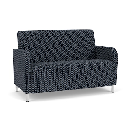 Lesro Siena Lounge Reception Loveseat, Brushed Steel, RS Night Sky Upholstery SN1501